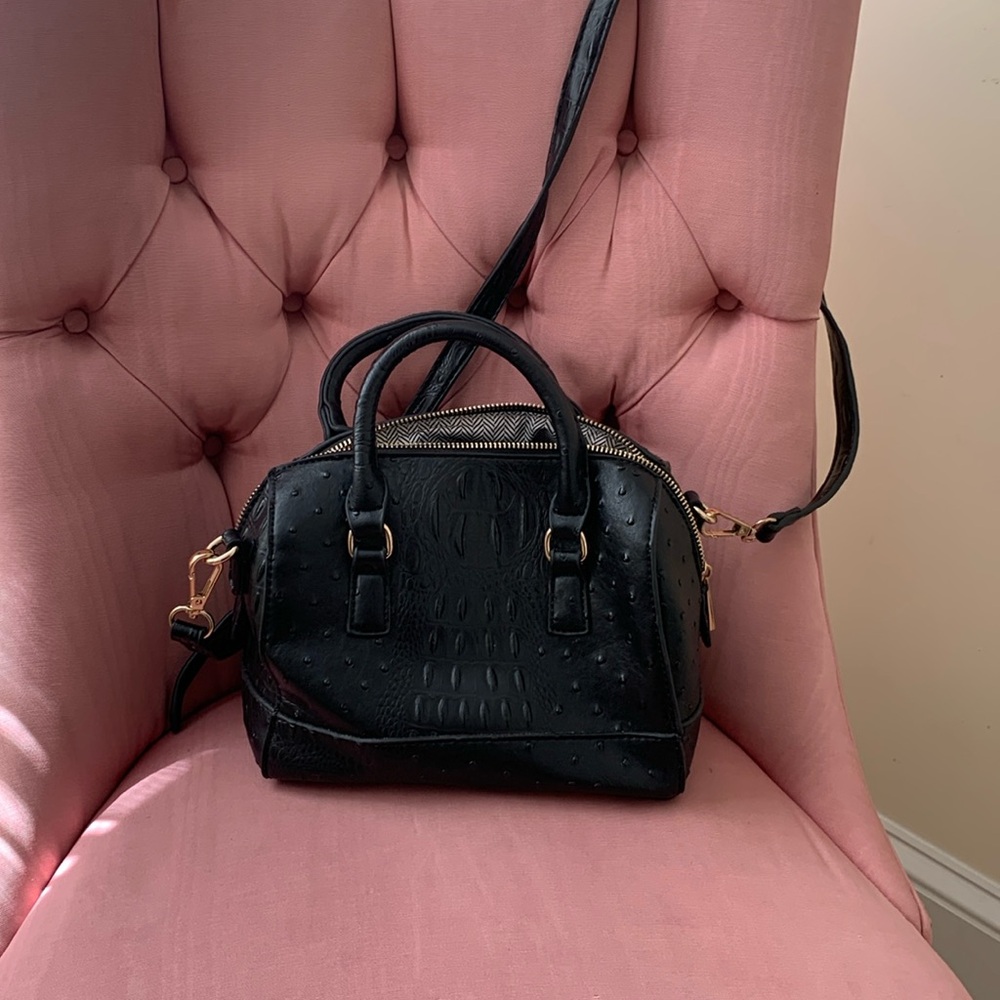 Small croc embossed leather doctor bag